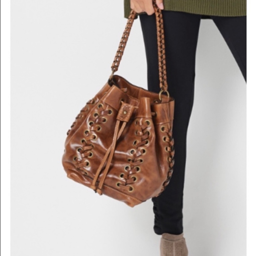Patricia Nash Brown Leather Bucket Bag